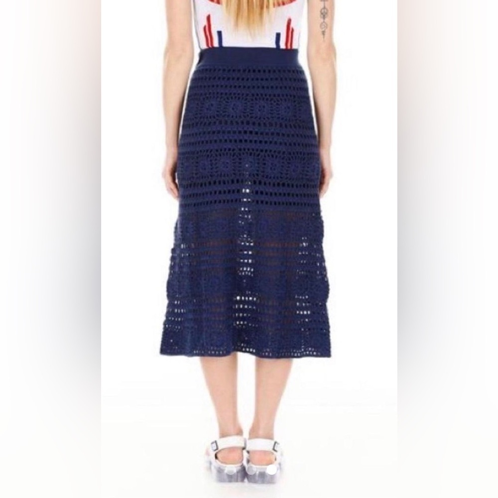 STAUD MARLIN COTTON-CROCHET MIDI SKIRT IN BLUE. Size M - Picture 3 of 7